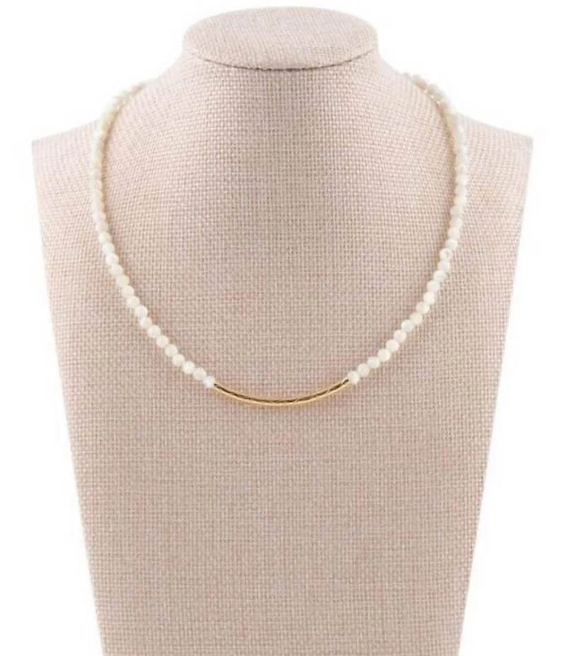 Barse Golden Bar Collar Necklace