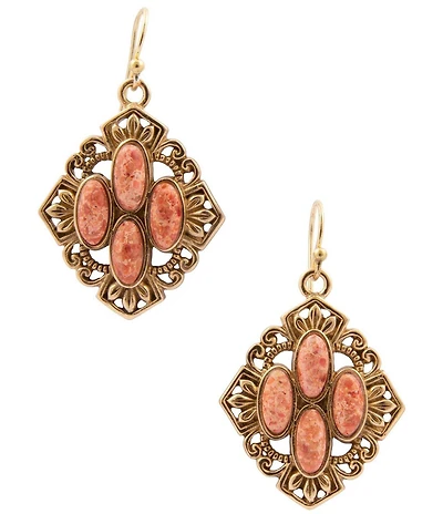 Barse Orange Sponge Coral San Marcos Drop Earrings