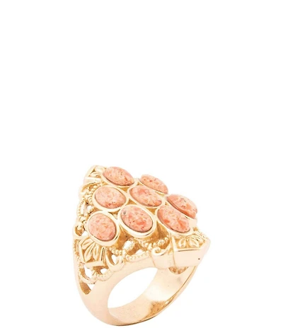 Barse Orange Sponge Coral San Marcos Golden Statement Ring
