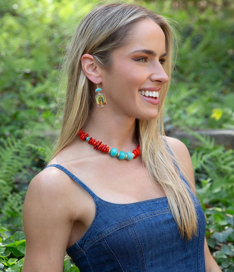 Barse Our Lady of the Guadalupe Drop Earrings