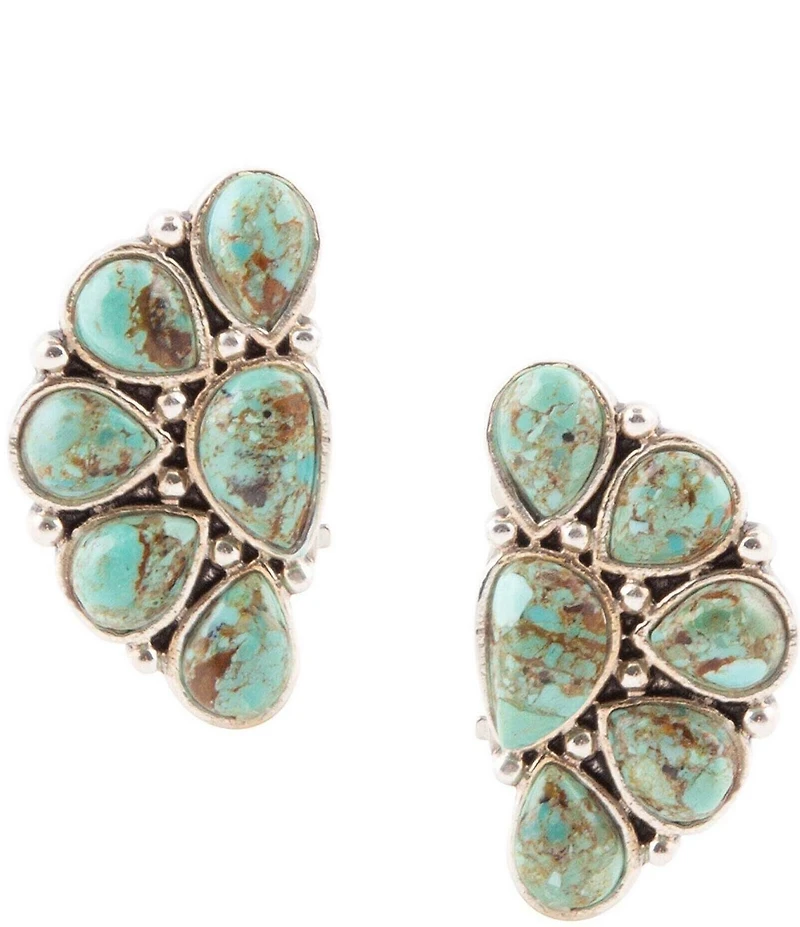 Barse Durango Blue Turquoise Sterling Silver Clip Earrings