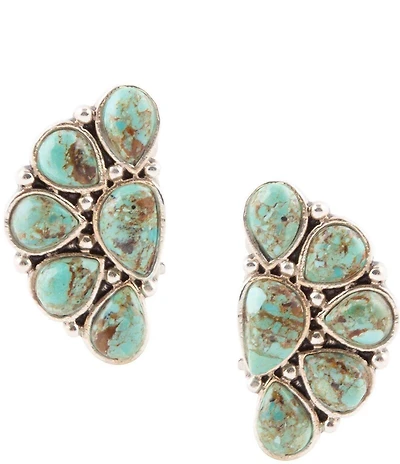 Barse Durango Blue Turquoise Sterling Silver Clip Earrings
