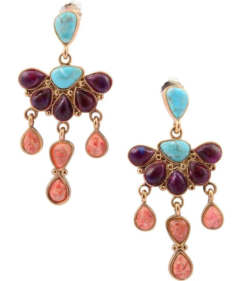 Barse Painted Desert Genuine Stone Chandelier Earrings