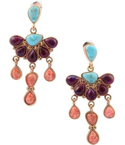 Barse Painted Desert Genuine Stone Chandelier Earrings