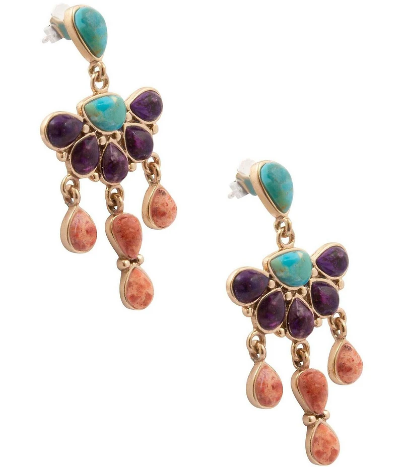 Barse Painted Desert Genuine Stone Chandelier Earrings