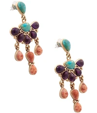 Barse Painted Desert Genuine Stone Chandelier Earrings