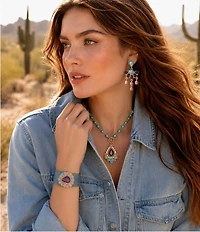 Barse Painted Desert Genuine Stone Chandelier Earrings