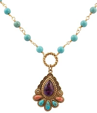 Barse Painted Desert Genuine Stone Short Pendant Necklace