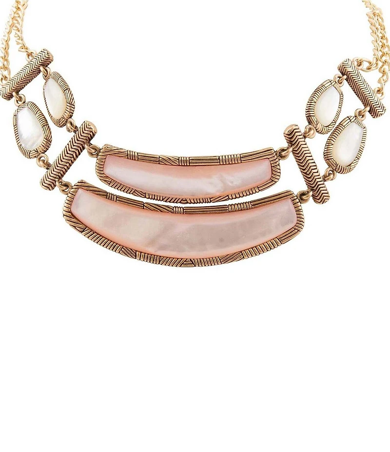 Barse Pink Opal and Mother Of Pearl Rosy Moon Statement Necklace