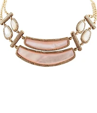 Barse Pink Opal and Mother Of Pearl Rosy Moon Statement Necklace