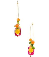 Barse Rainbow Mist Resort Genuine Stone Beaded Hoop Earrings