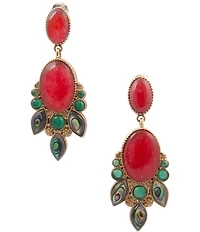 Barse Regal Jewels Quartz Onyx Abalone Statement Drop Earrings