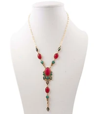 Barse Regal Jewels Quartz Onyx Abalone Y Necklace