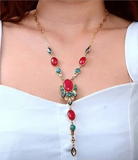 Barse Regal Jewels Quartz Onyx Abalone Y Necklace