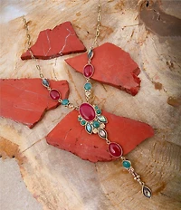 Barse Regal Jewels Quartz Onyx Abalone Y Necklace