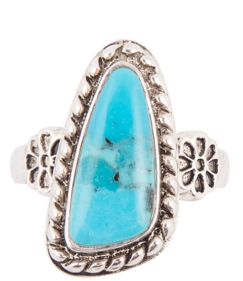 Barse Ring Sterling Silver and Genuine Turquoise Cocktail Ring