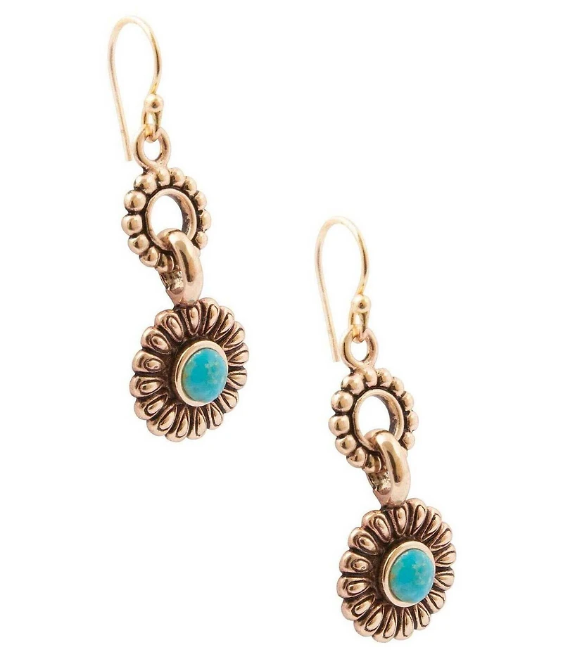 Barse Riverstone Golden and Genuine Turquoise Drop Earrings