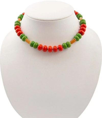 Barse Saffron Sunset Genuine Stone Beaded Collar Necklace