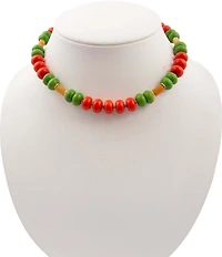 Barse Saffron Sunset Genuine Stone Beaded Resort Collar Necklace