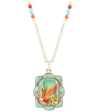 Barse Scenic Sedona Desert Blue Turquoise Golden Pendant Necklace