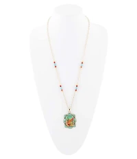 Barse Scenic Sedona Desert Blue Turquoise Golden Pendant Necklace