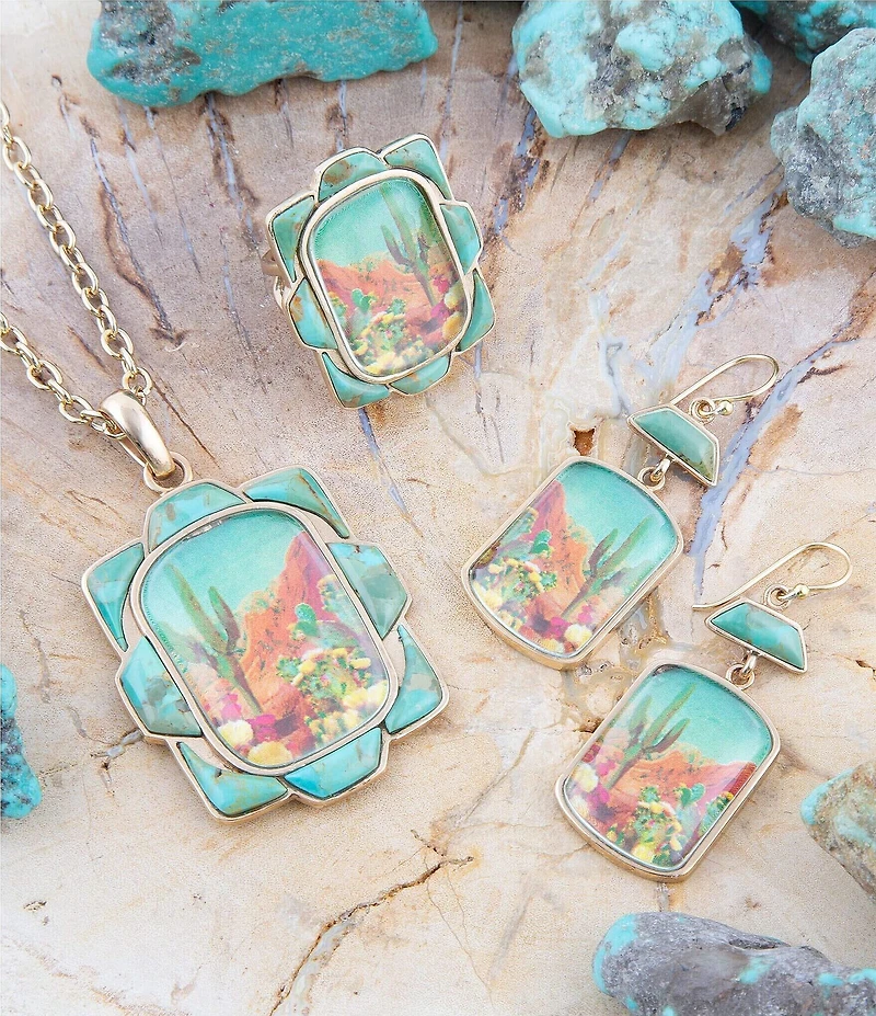 Barse Scenic Sedona Desert Blue Turquoise Golden Pendant Necklace