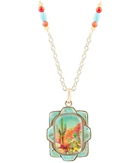 Barse Turquoise Golden Statement Pendant Necklace