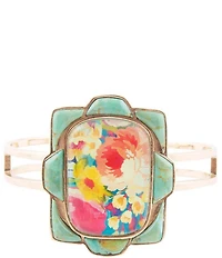 Barse Blue Turquoise and Golden Cuff Bracelet