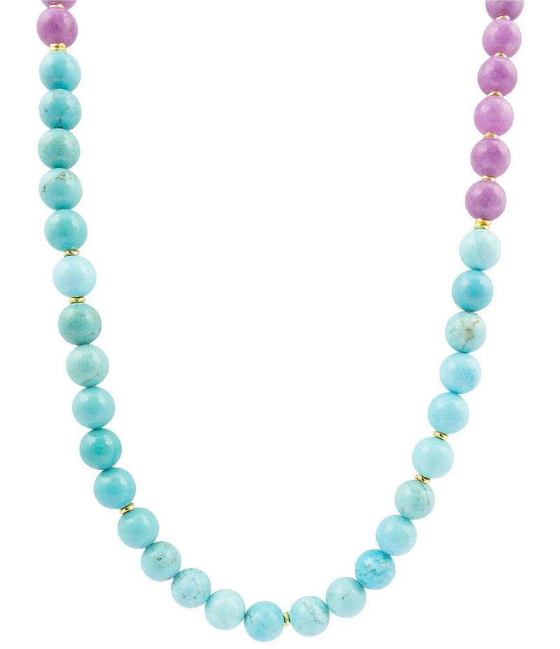 Barse Seville Genuine Stone Color Block Long Strand Necklace