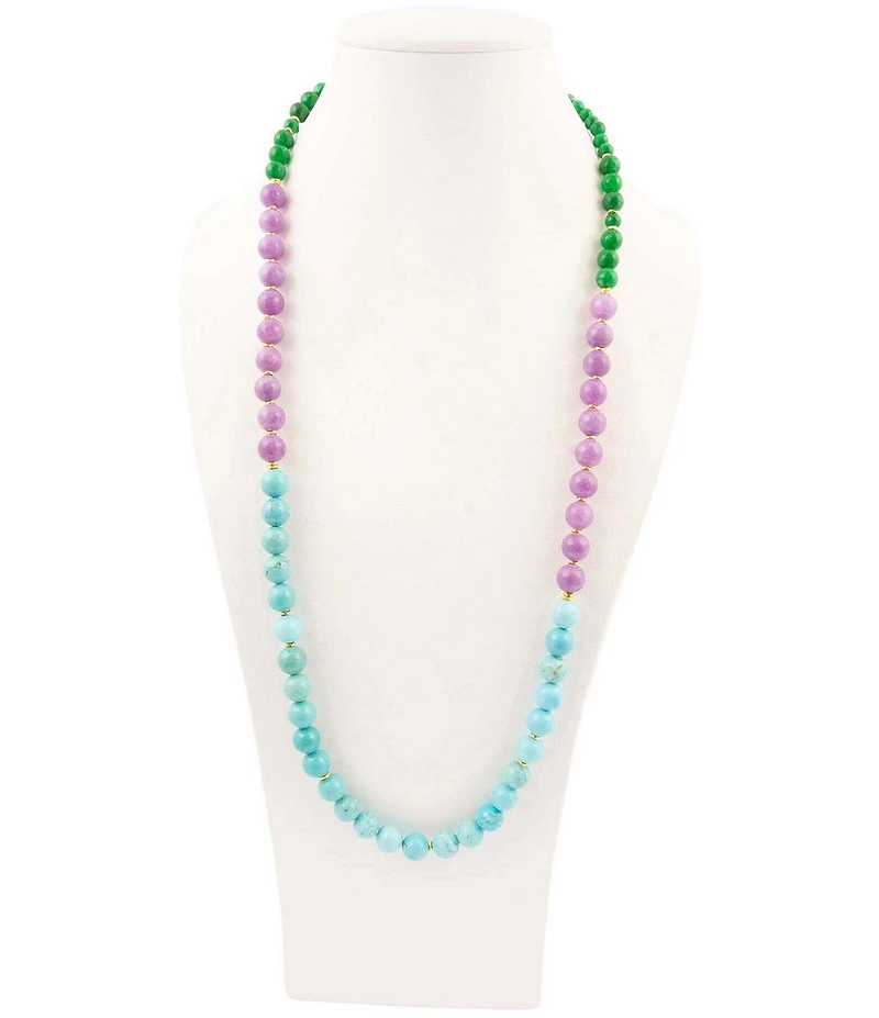 Barse Seville Genuine Stone Color Block Long Strand Necklace