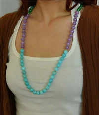 Barse Seville Genuine Stone Color Block Long Strand Necklace
