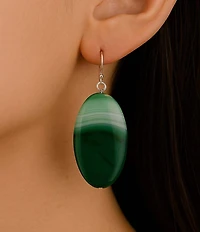 Barse Seville Genuine Stone Slab Drop Earrings