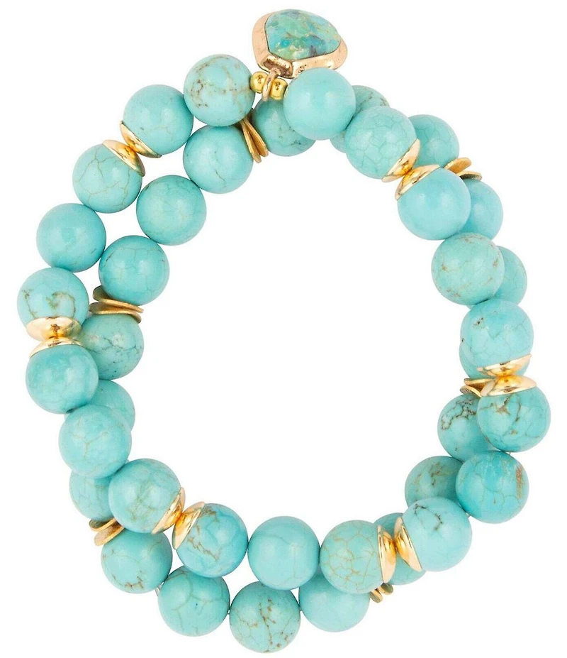 Barse Seville Genuine Stone Stretch Bracelet Set