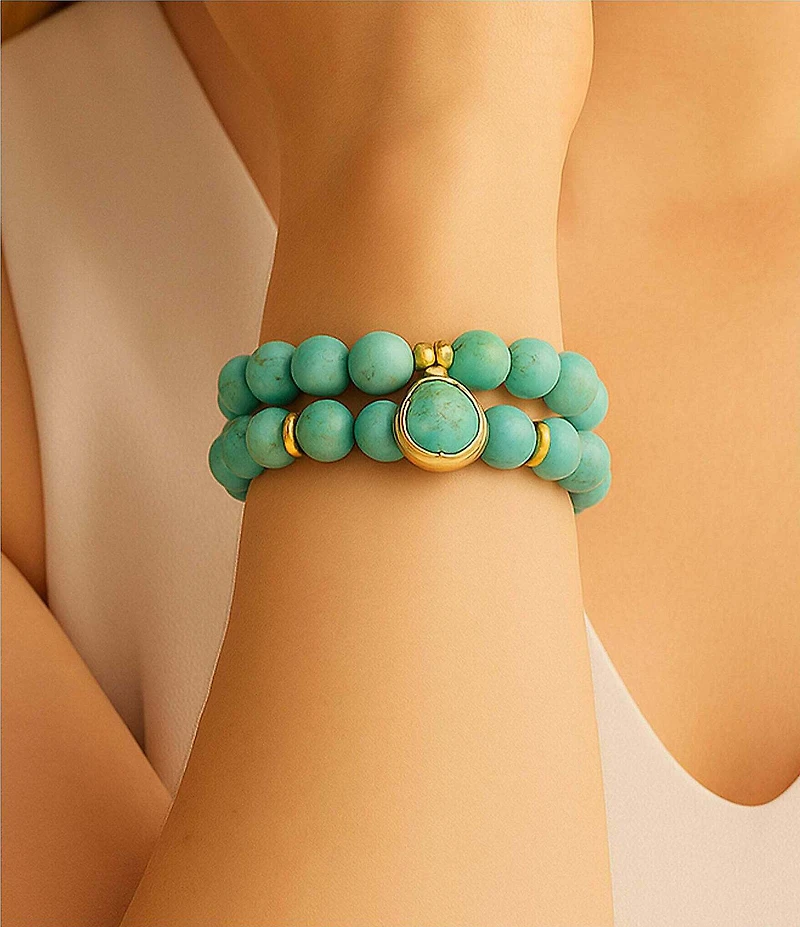 Barse Seville Genuine Stone Stretch Bracelet Set