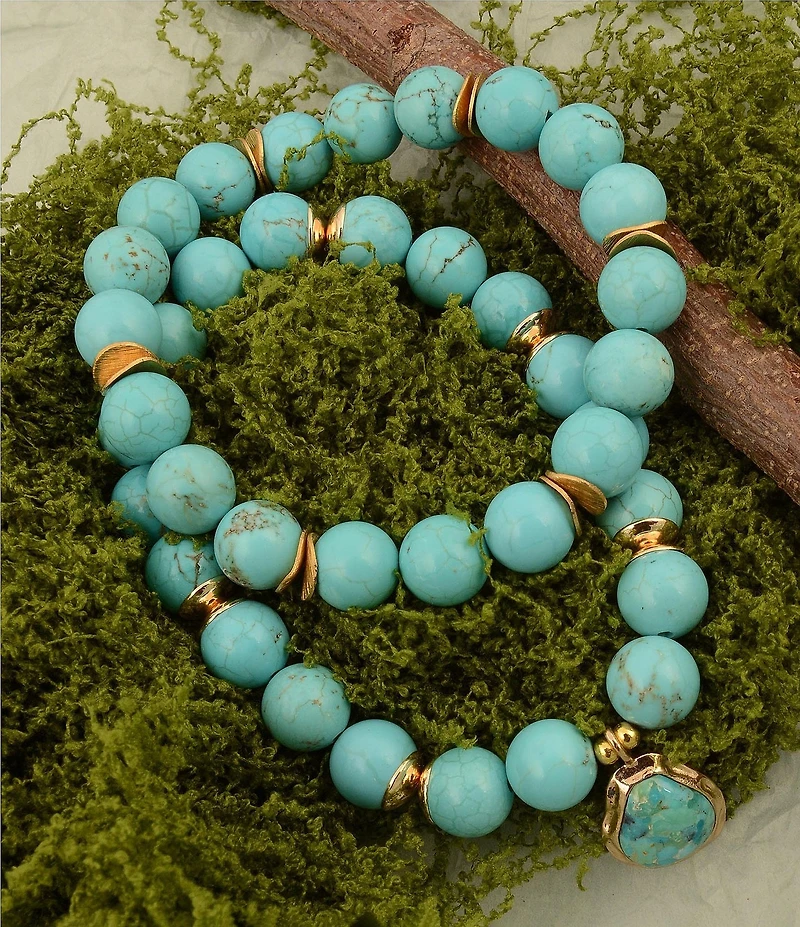 Barse Seville Genuine Stone Stretch Bracelet Set