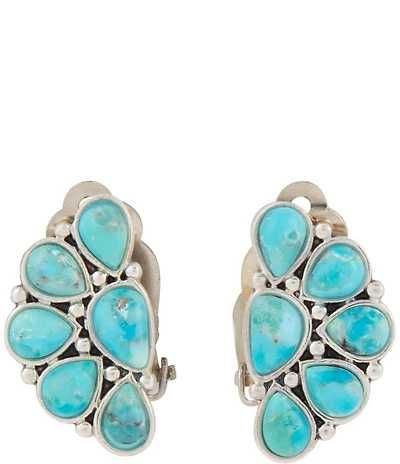 Barse Silver & Genuine Turquoise Durango Clip Earrings