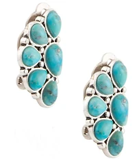 Barse Silver & Genuine Turquoise Durango Clip Earrings