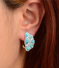 Barse Silver & Genuine Turquoise Durango Clip Earrings