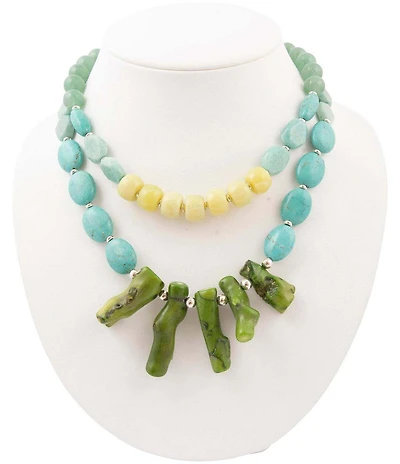 Barse Silver And Genuine Stone Coastal Grove Statement Necklace