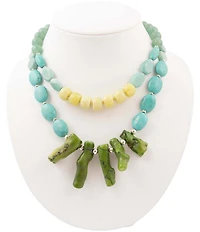 Barse Silver And Genuine Stone Coastal Grove Statement Necklace