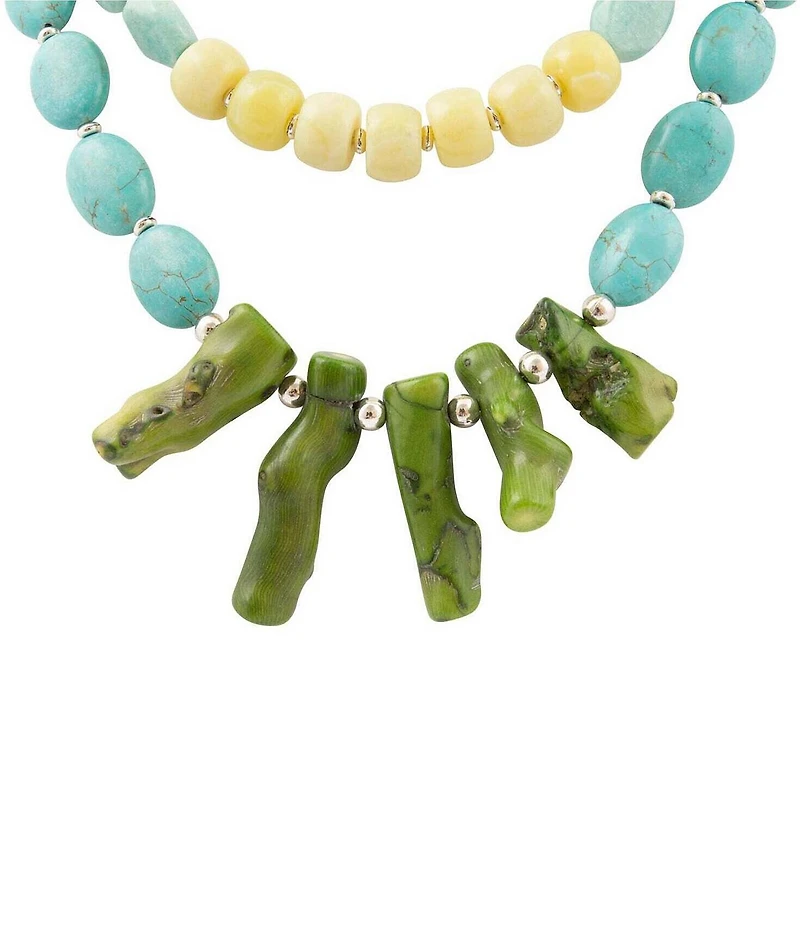 Barse Silver And Genuine Stone Coastal Grove Statement Necklace
