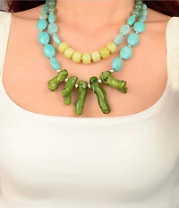 Barse Silver And Genuine Stone Coastal Grove Statement Necklace
