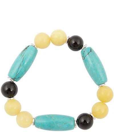 Barse Silver And Genuine Stone Coastal Grove Stretch Bracelet