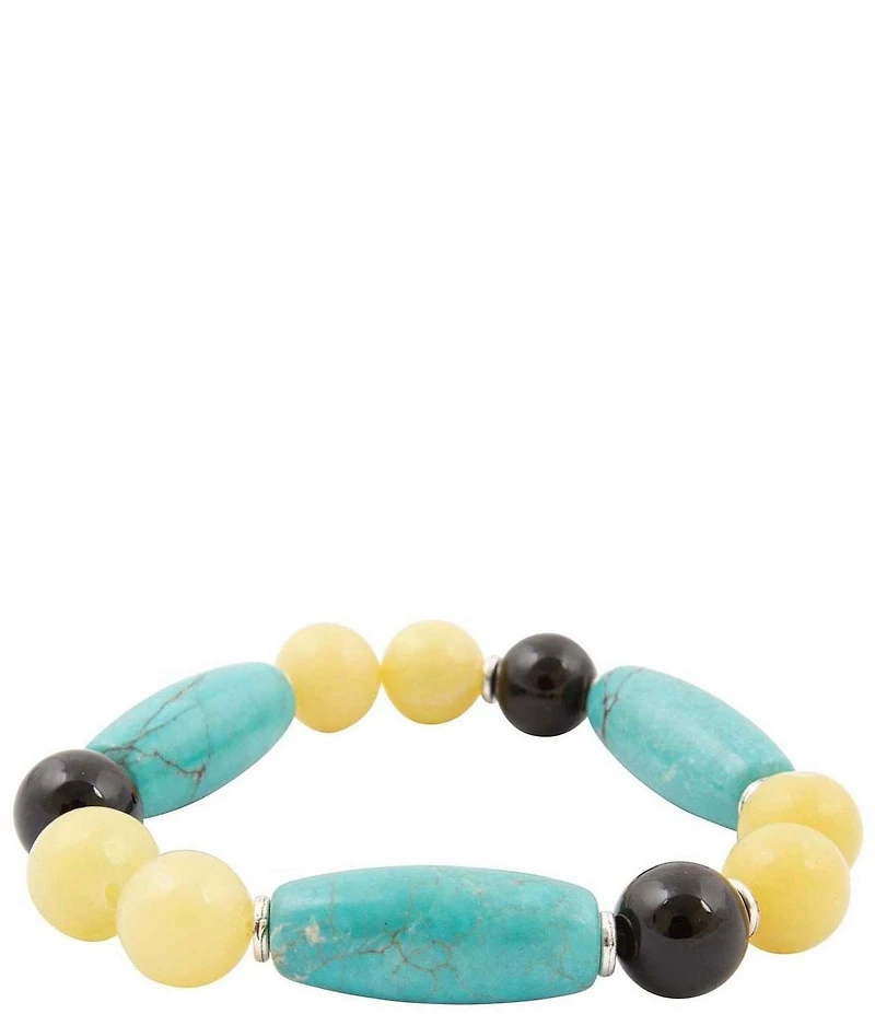 Barse Silver And Genuine Stone Coastal Grove Stretch Bracelet