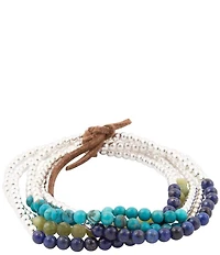 Barse Silver And Genuine Stone Coastal Grove Stretch Bracelet Set