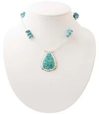 Barse Silver And Genuine Stone Desert Plume Short Pendant Necklace