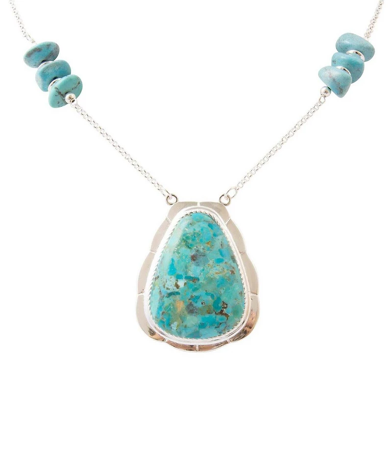 Barse Silver And Genuine Stone Desert Plume Short Pendant Necklace