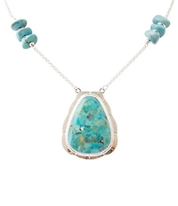 Barse Silver And Genuine Stone Desert Plume Short Pendant Necklace