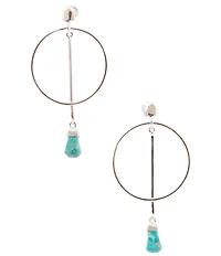 Barse Silver and Genuine Turquoise Aerial Statement Drop Earrings