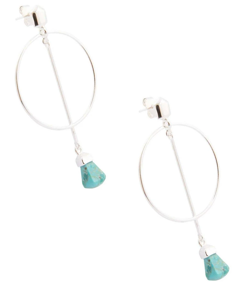 Barse Silver and Genuine Turquoise Aerial Statement Drop Earrings